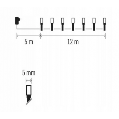 Lampki choinkowe Classic 120 LED 12m ciepła biel, zielony przewód, IP44, timer EMOS (D4AW03)